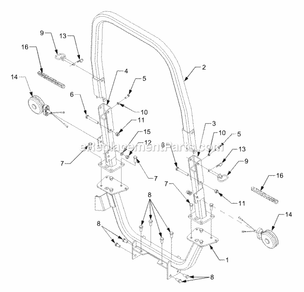 Foldable Rops Diagram and Parts List for 7284 54AD74H-710, 54AT74H-710 Cub Cadet Lawn Tractor